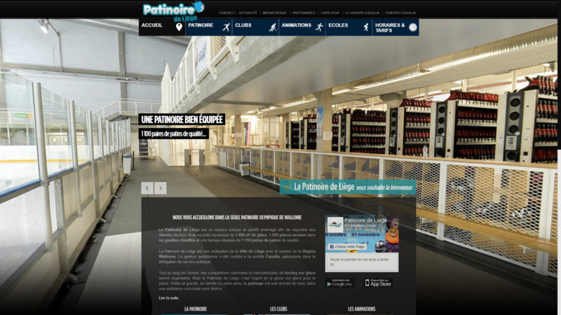 Capture d'écran du site internet de la Patinoire de Liège