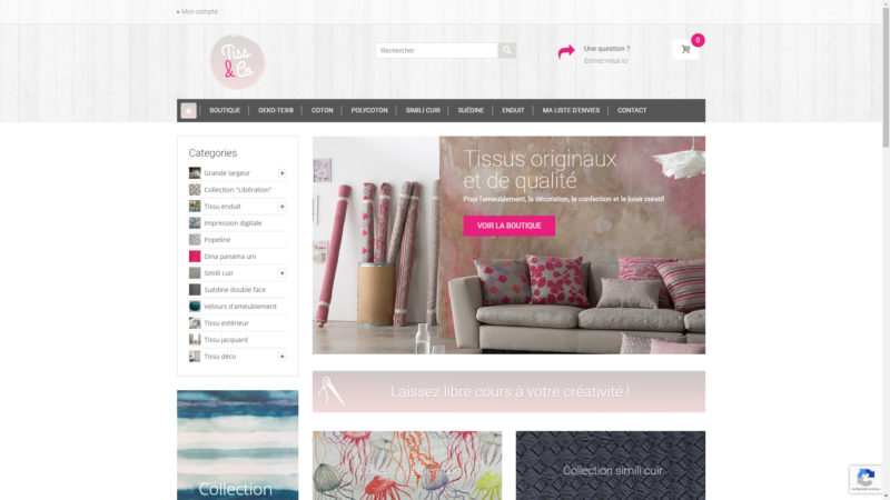 Capture d'écran de la boutique en ligne de Tiss & Co