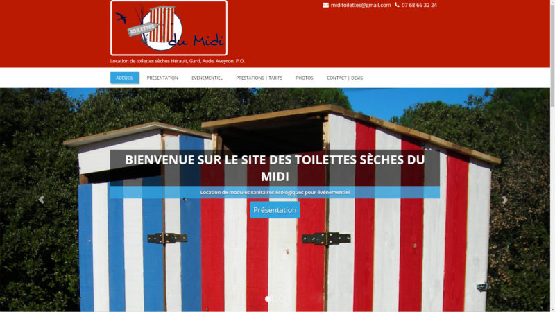 Capture d'écran du site internet des Toilettes Sèches du Midi