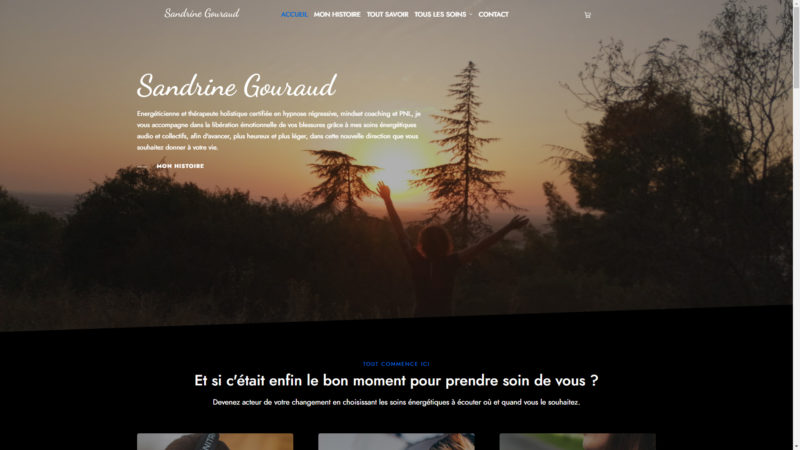 Capture d'écran du site internet de Sandrine Gouraud