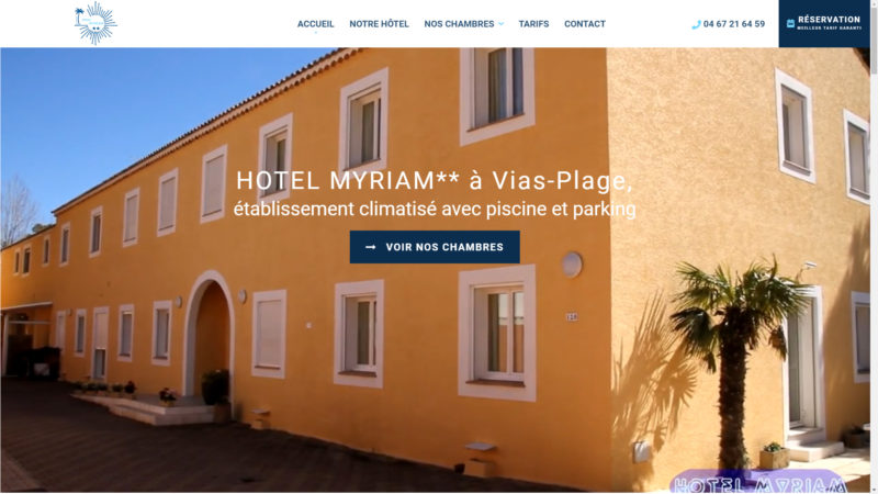 Capture d'écran du site internet de l'Hôtel Myriam