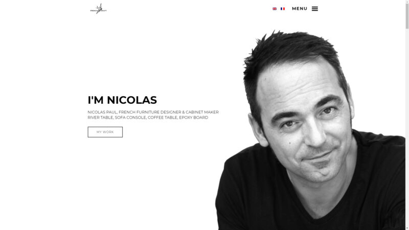 Capture d'écran du site internet de Frenchkraft, créateur de mobilier sur mesure