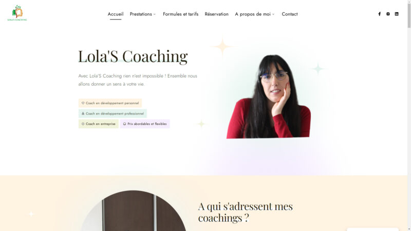Capture d'écran du site internet de Lola'S Coaching, coach de vie à Agde (34300)
